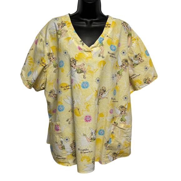 Wonderful World of Disney Tinkerbell Scrub Top Fairytales Do Come True Size 3X - Picture 1 of 5